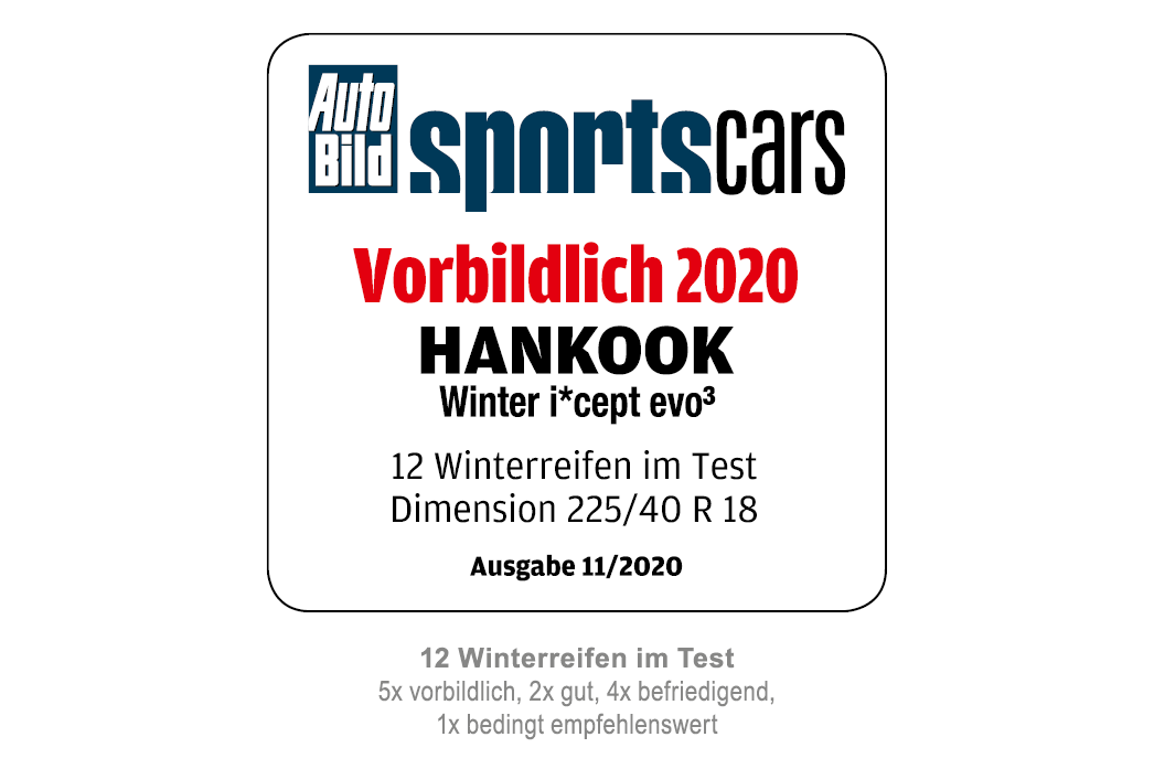 Hankook Winter i*cept evo3 - AutoBild SportsCars - hodnotenie Hankook Winter i*cept evo3 - AutoBild SportsCars - hodnotenie